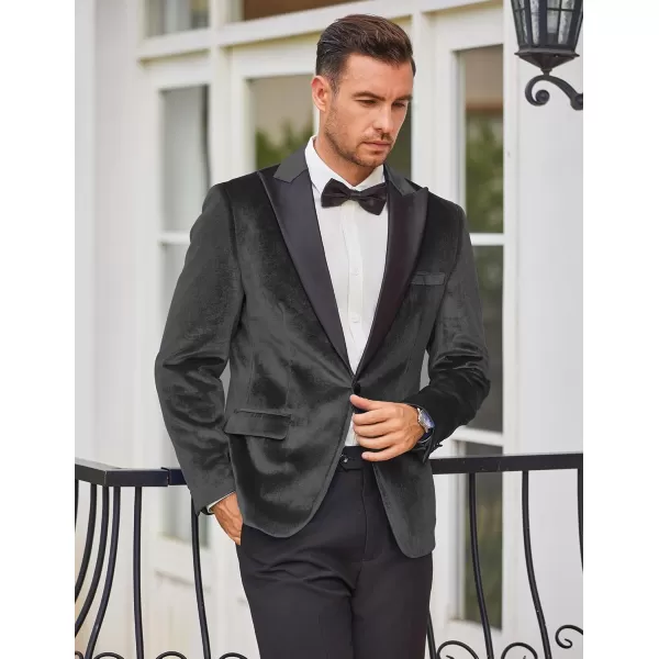 COOFANDY Mens Velvet Tuxedo One Button Blazer Peaked Lapel Suit Jacket for Wedding Prom Party Dinner