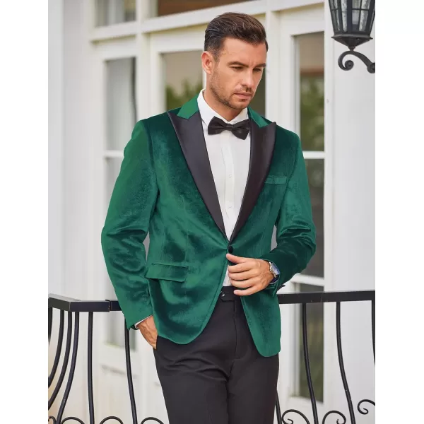 COOFANDY Mens Velvet Tuxedo One Button Blazer Peaked Lapel Suit Jacket for Wedding Prom Party Dinner