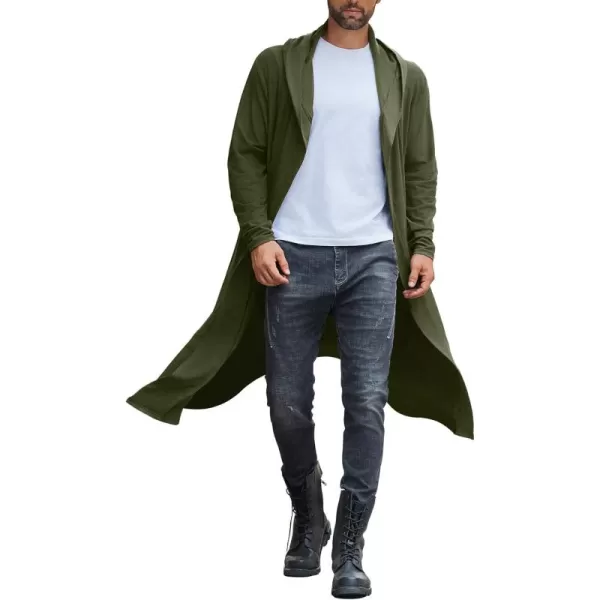 COOFANDY Long Hooded Cardigan Men Lightweight Cloak Costume Open Front Drape Cape Overcoat with Pockets