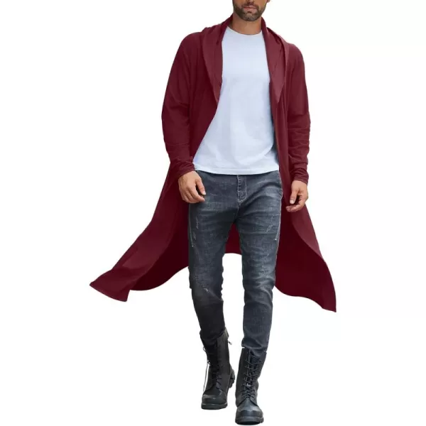 COOFANDY Long Hooded Cardigan Men Lightweight Cloak Costume Open Front Drape Cape Overcoat with Pockets
