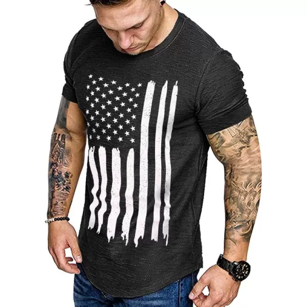 COOFANDY Men Muscle Workout T Shirt Gym Bodybuilding Active Short Sleeve Tee Top Black