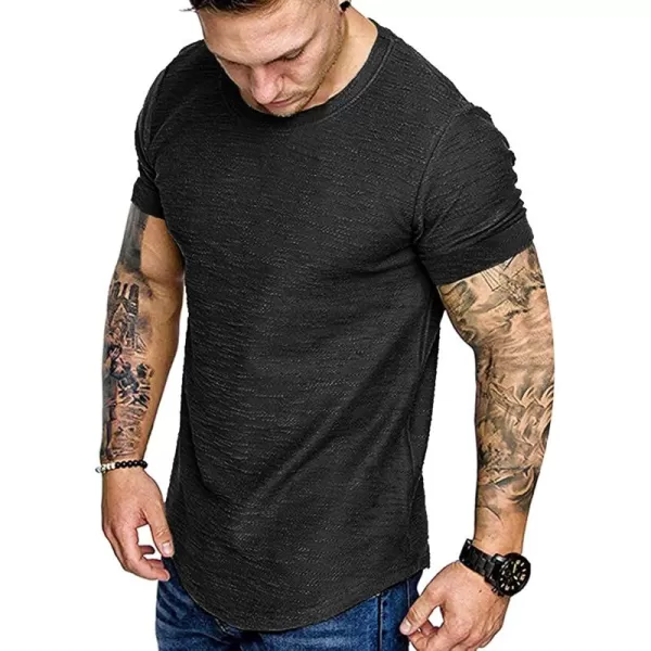 COOFANDY Men Muscle Workout T Shirt Gym Bodybuilding Active Short Sleeve Tee Top Black