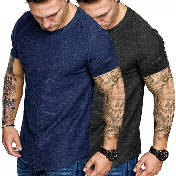 COOFANDY Men Muscle Workout T Shirt Gym Bodybuilding Active Short Sleeve Tee Top Black