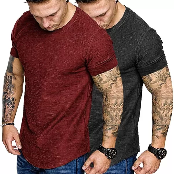 COOFANDY Men Muscle Workout T Shirt Gym Bodybuilding Active Short Sleeve Tee Top Black