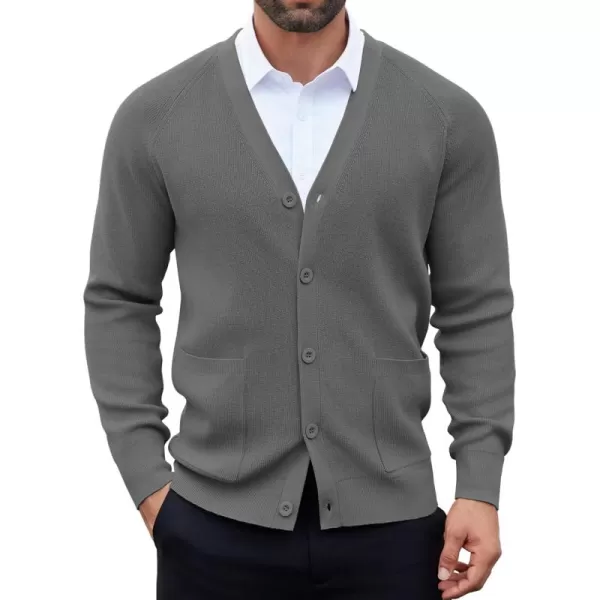 COOFANDY Men's Cardigan Sweaters with Button Lightweight Casual V Neck Long Sleeve Pockets Knitted Sweater