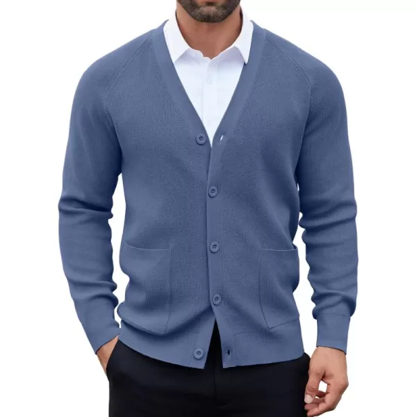 COOFANDY Men's Cardigan Sweaters with Button Lightweight Casual V Neck Long Sleeve Pockets Knitted Sweater