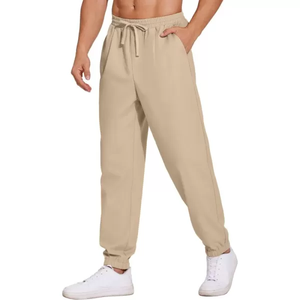 COOFANDY Men's Linen Casual Pants Lightweight Jogger Pants Elastic Waist Drawstring Yoga Beach Pants with Pockets