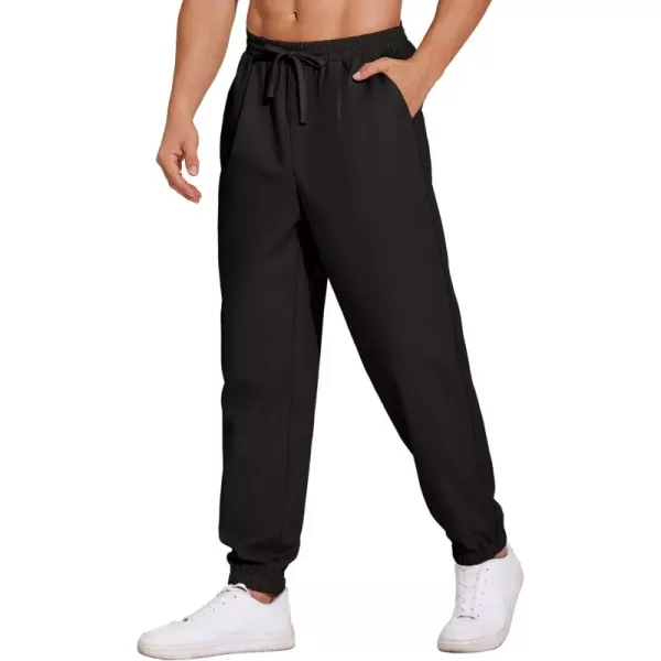 COOFANDY Men's Linen Casual Pants Lightweight Jogger Pants Elastic Waist Drawstring Yoga Beach Pants with Pockets