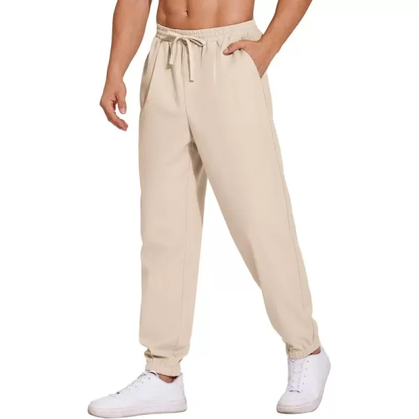 COOFANDY Men's Linen Casual Pants Lightweight Jogger Pants Elastic Waist Drawstring Yoga Beach Pants with Pockets