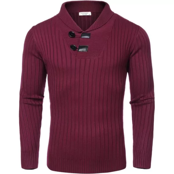 COOFANDY Men's Shawl Collar Sweaters Casual Slim Fit Button Knitted Pullover Sweater
