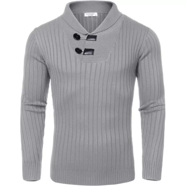 COOFANDY Men's Shawl Collar Sweaters Casual Slim Fit Button Knitted Pullover Sweater