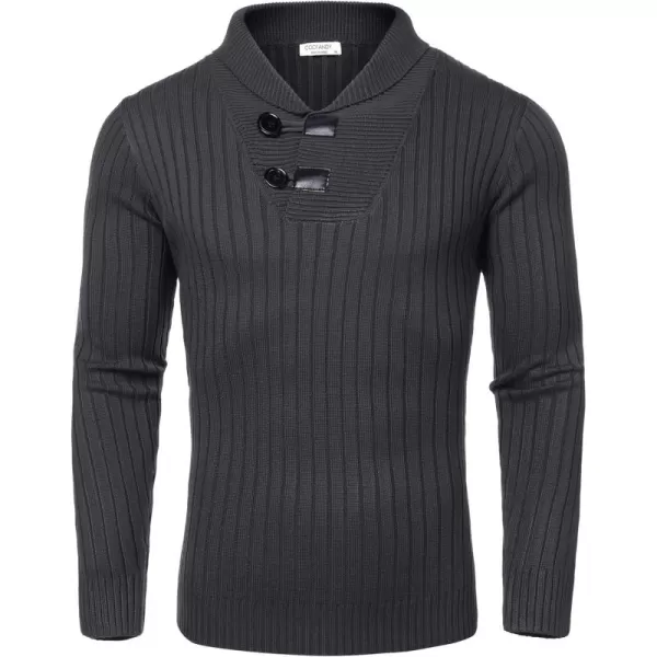 COOFANDY Men's Shawl Collar Sweaters Casual Slim Fit Button Knitted Pullover Sweater