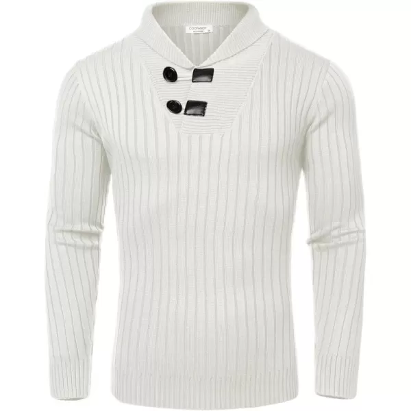 COOFANDY Men's Shawl Collar Sweaters Casual Slim Fit Button Knitted Pullover Sweater