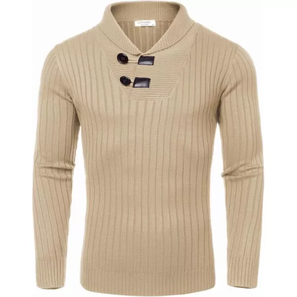 COOFANDY Men's Shawl Collar Sweaters Casual Slim Fit Button Knitted Pullover Sweater