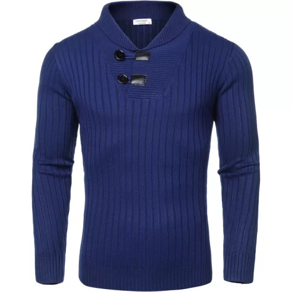 COOFANDY Men's Shawl Collar Sweaters Casual Slim Fit Button Knitted Pullover Sweater