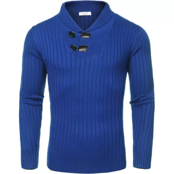 COOFANDY Men's Shawl Collar Sweaters Casual Slim Fit Button Knitted Pullover Sweater