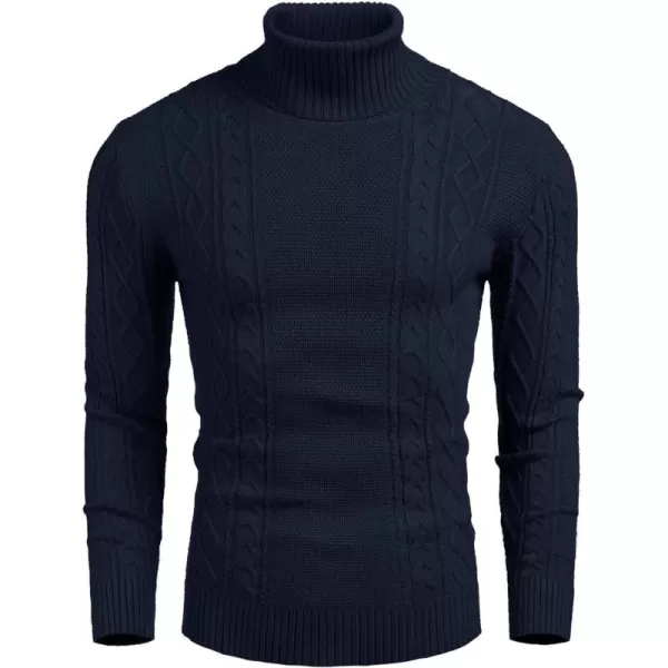 COOFANDY Men's Slim fit Turtleneck Sweater Casual Cable Knitted Pullover Sweaters