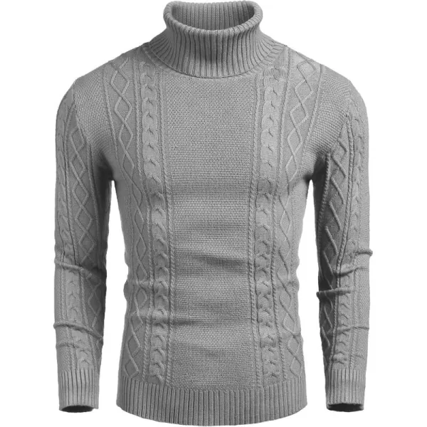 COOFANDY Men's Slim fit Turtleneck Sweater Casual Cable Knitted Pullover Sweaters