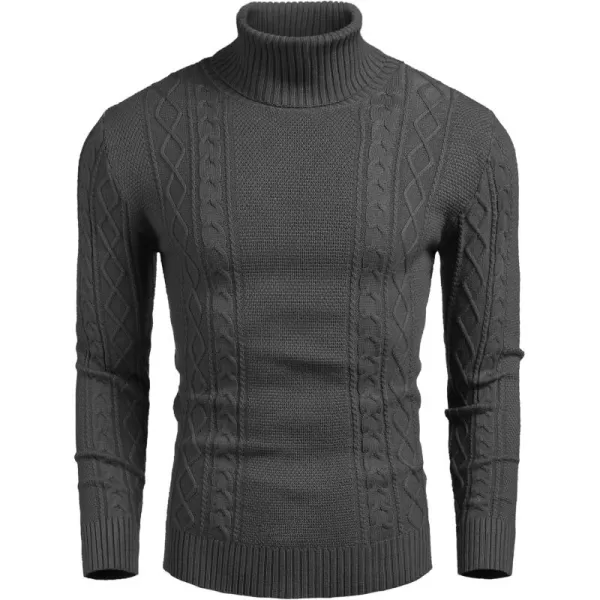 COOFANDY Men's Slim fit Turtleneck Sweater Casual Cable Knitted Pullover Sweaters