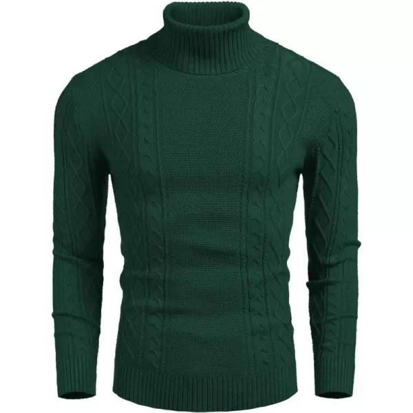 COOFANDY Men's Slim fit Turtleneck Sweater Casual Cable Knitted Pullover Sweaters