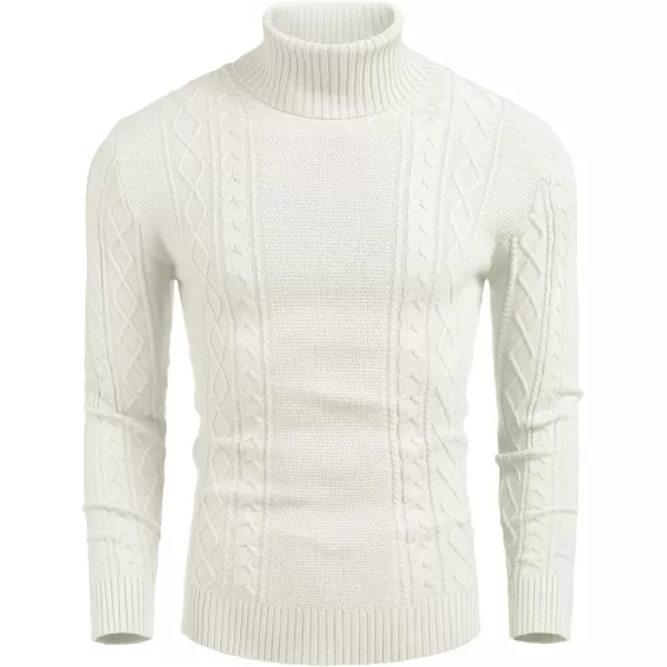 COOFANDY Men's Slim fit Turtleneck Sweater Casual Cable Knitted Pullover Sweaters