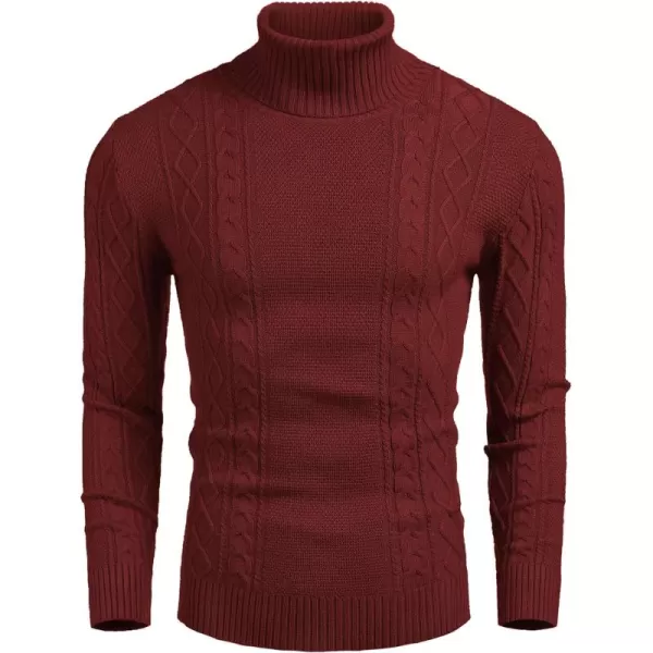 COOFANDY Men's Slim fit Turtleneck Sweater Casual Cable Knitted Pullover Sweaters