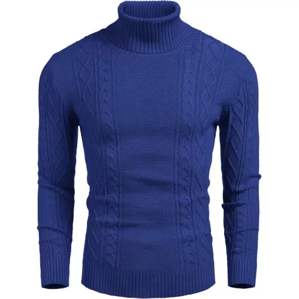 COOFANDY Men's Slim fit Turtleneck Sweater Casual Cable Knitted Pullover Sweaters