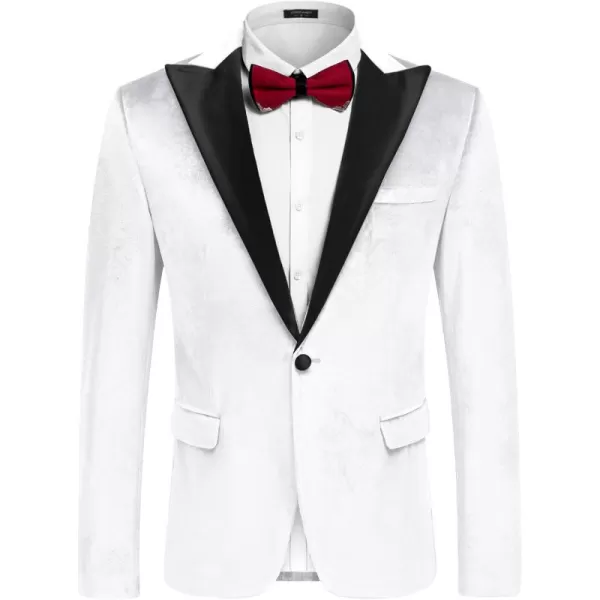 COOFANDY Mens Velvet Tuxedo One Button Blazer Peaked Lapel Suit Jacket for Wedding Prom Party Dinner