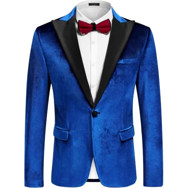 COOFANDY Mens Velvet Tuxedo One Button Blazer Peaked Lapel Suit Jacket for Wedding Prom Party Dinner