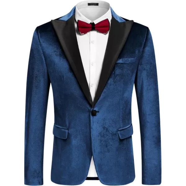 COOFANDY Mens Velvet Tuxedo One Button Blazer Peaked Lapel Suit Jacket for Wedding Prom Party Dinner