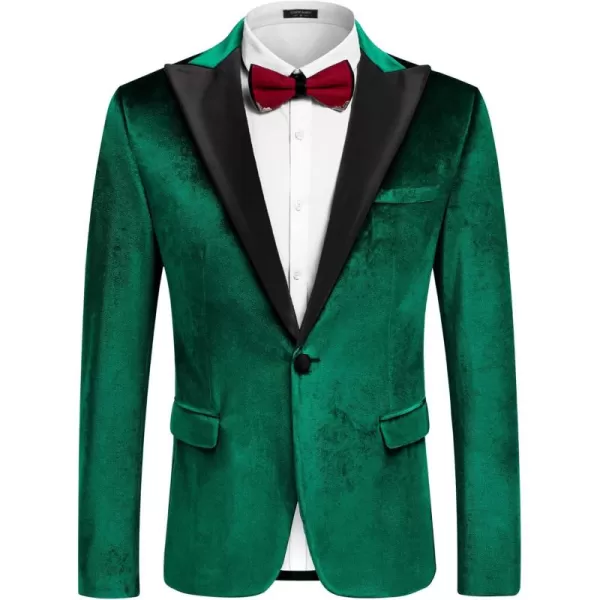 COOFANDY Mens Velvet Tuxedo One Button Blazer Peaked Lapel Suit Jacket for Wedding Prom Party Dinner