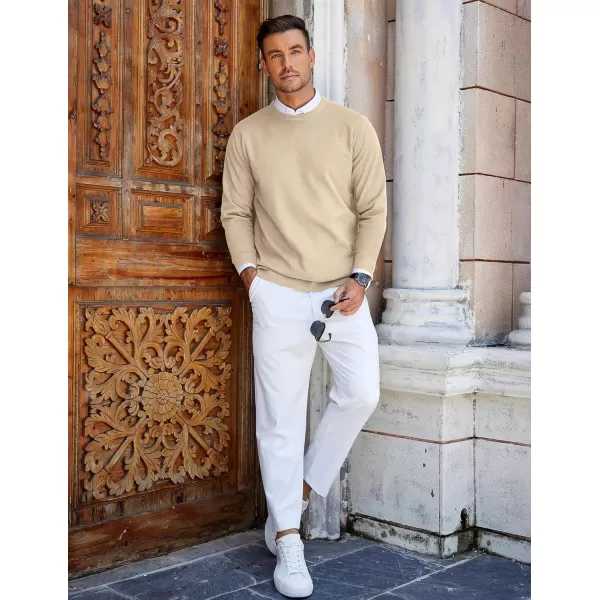 COOFANDY Mens Crew Neck Sweaters Long Sleeve Lightweight Knit Dress Pullover Sweaters