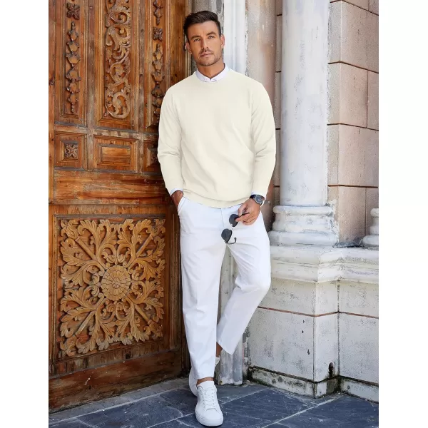 COOFANDY Mens Crew Neck Sweaters Long Sleeve Lightweight Knit Dress Pullover Sweaters