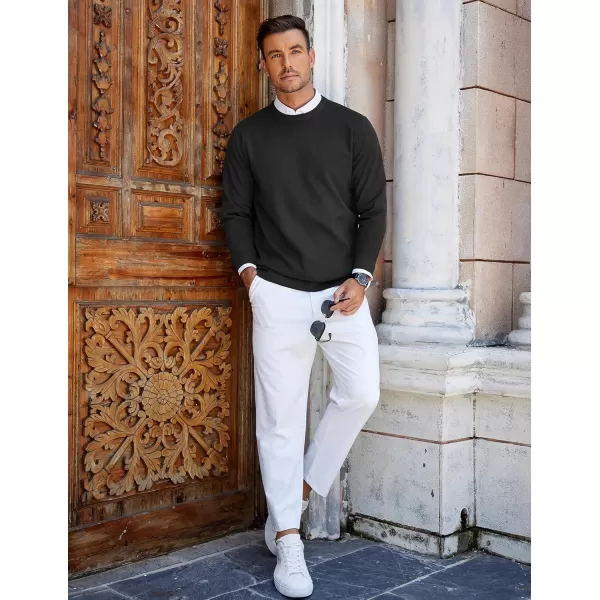 COOFANDY Mens Crew Neck Sweaters Long Sleeve Lightweight Knit Dress Pullover Sweaters