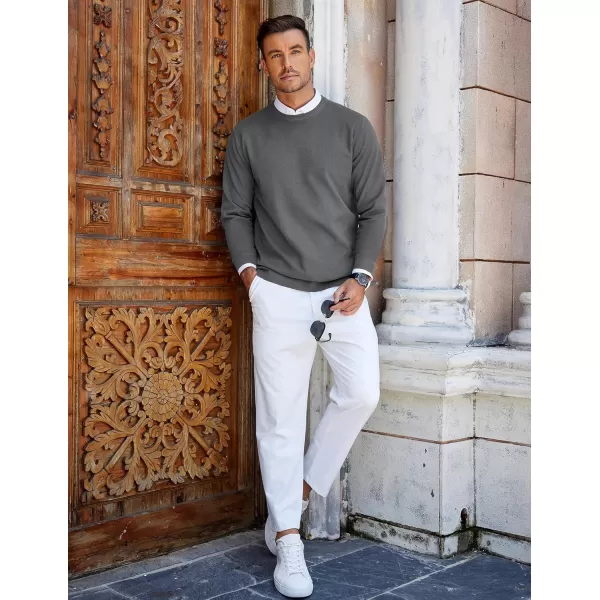 COOFANDY Mens Crew Neck Sweaters Long Sleeve Lightweight Knit Dress Pullover Sweaters