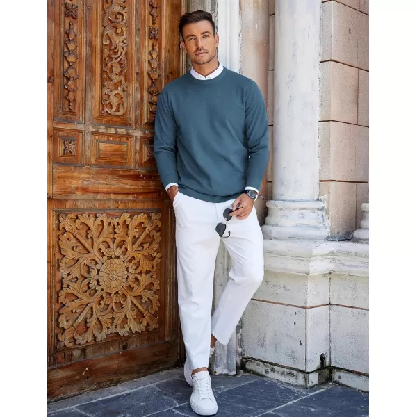 COOFANDY Mens Crew Neck Sweaters Long Sleeve Lightweight Knit Dress Pullover Sweaters