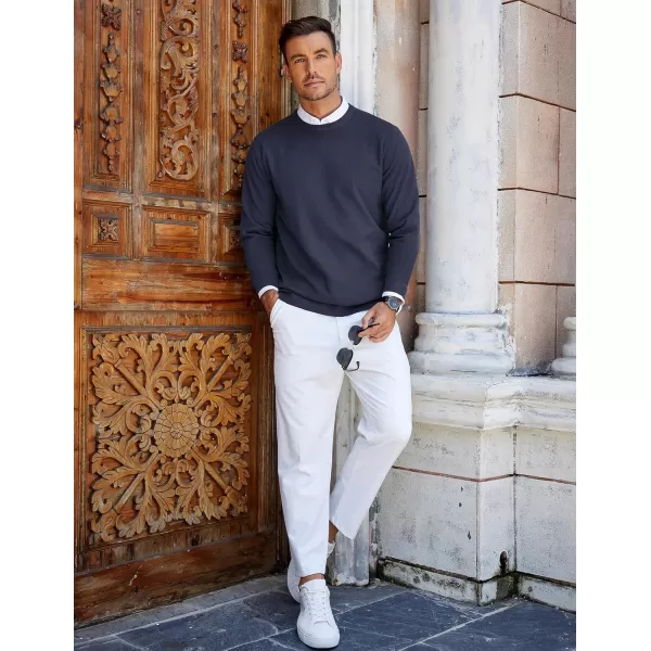 COOFANDY Mens Crew Neck Sweaters Long Sleeve Lightweight Knit Dress Pullover Sweaters
