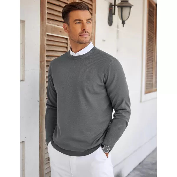COOFANDY Mens Crew Neck Sweaters Long Sleeve Lightweight Knit Dress Pullover Sweaters