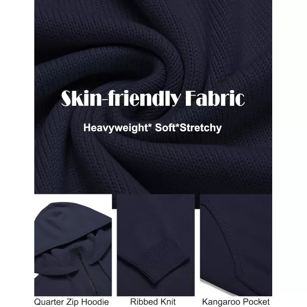 COOFANDY Mens Knitted Hoodie Sweater Long Sleeve Turtleneck Quarter Zip Pullover Sweaters with Pocket