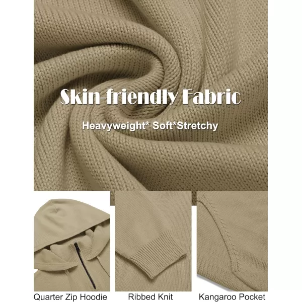 COOFANDY Mens Knitted Hoodie Sweater Long Sleeve Turtleneck Quarter Zip Pullover Sweaters with Pocket