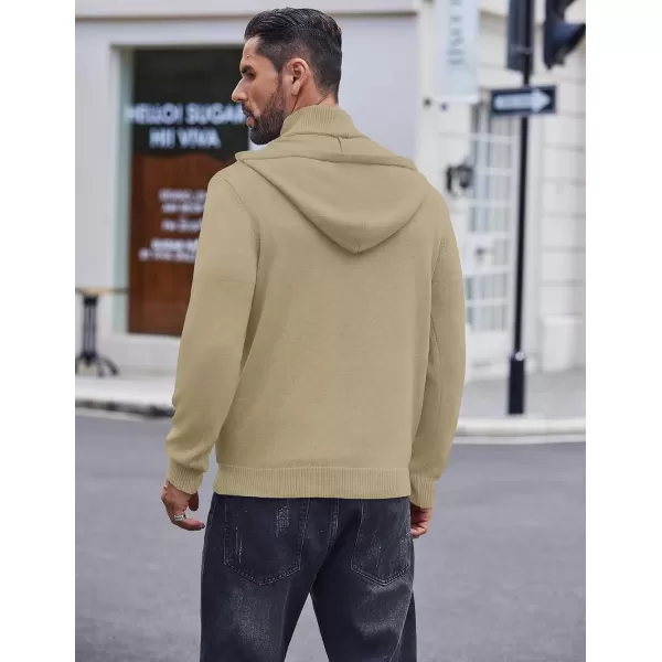 COOFANDY Mens Knitted Hoodie Sweater Long Sleeve Turtleneck Quarter Zip Pullover Sweaters with Pocket