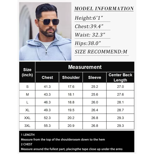 COOFANDY Mens Knitted Hoodie Sweater Long Sleeve Turtleneck Quarter Zip Pullover Sweaters with Pocket