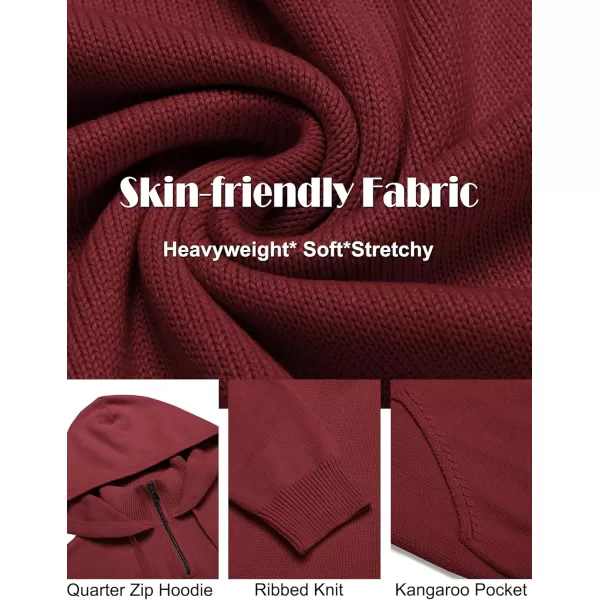 COOFANDY Mens Knitted Hoodie Sweater Long Sleeve Turtleneck Quarter Zip Pullover Sweaters with Pocket