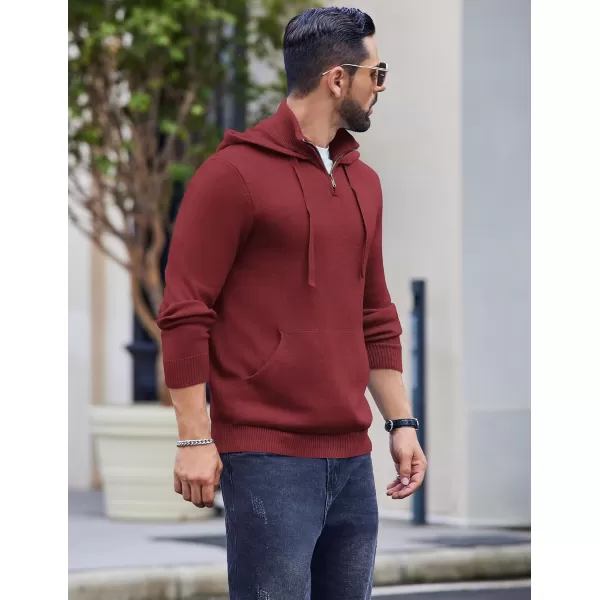 COOFANDY Mens Knitted Hoodie Sweater Long Sleeve Turtleneck Quarter Zip Pullover Sweaters with Pocket