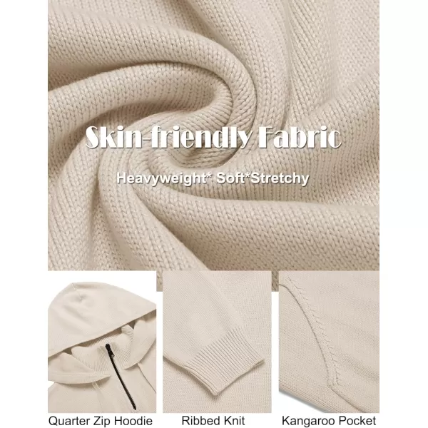 COOFANDY Mens Knitted Hoodie Sweater Long Sleeve Turtleneck Quarter Zip Pullover Sweaters with Pocket
