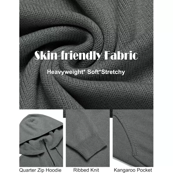COOFANDY Mens Knitted Hoodie Sweater Long Sleeve Turtleneck Quarter Zip Pullover Sweaters with Pocket