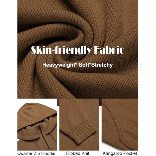 COOFANDY Mens Knitted Hoodie Sweater Long Sleeve Turtleneck Quarter Zip Pullover Sweaters with Pocket
