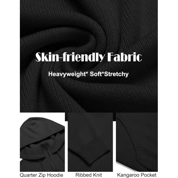 COOFANDY Mens Knitted Hoodie Sweater Long Sleeve Turtleneck Quarter Zip Pullover Sweaters with Pocket
