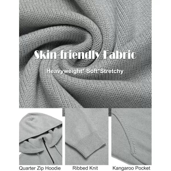 COOFANDY Mens Knitted Hoodie Sweater Long Sleeve Turtleneck Quarter Zip Pullover Sweaters with Pocket