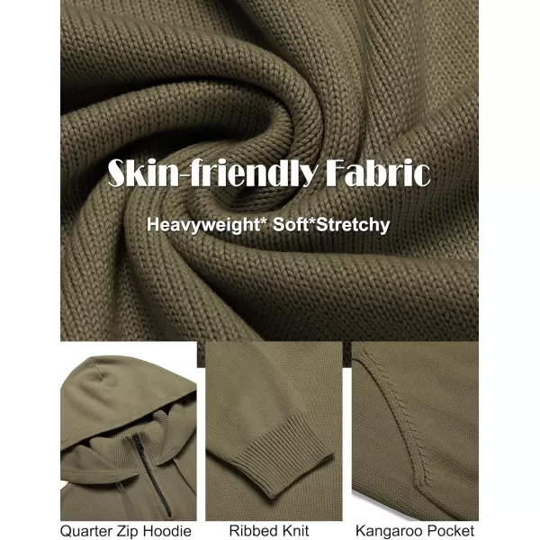 COOFANDY Mens Knitted Hoodie Sweater Long Sleeve Turtleneck Quarter Zip Pullover Sweaters with Pocket